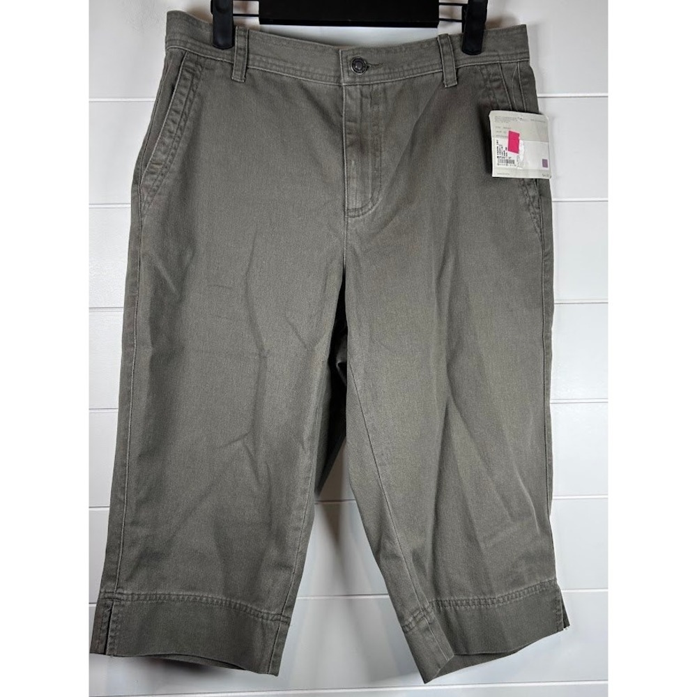 Liz Claiborne Petite Womens Capri Pants Size 10P Gray Crop Casual NWT WDPU0377